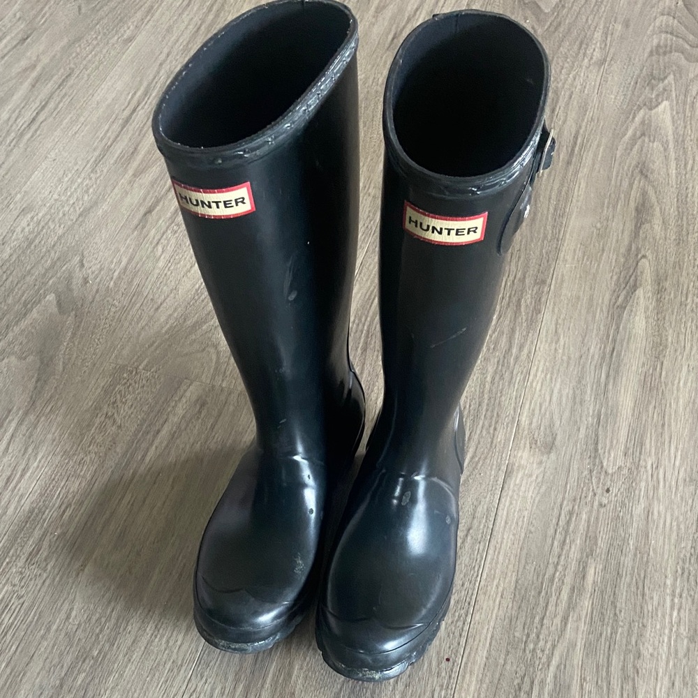 Hunter Classic Black Waterproof Rain Boots girls sz 5